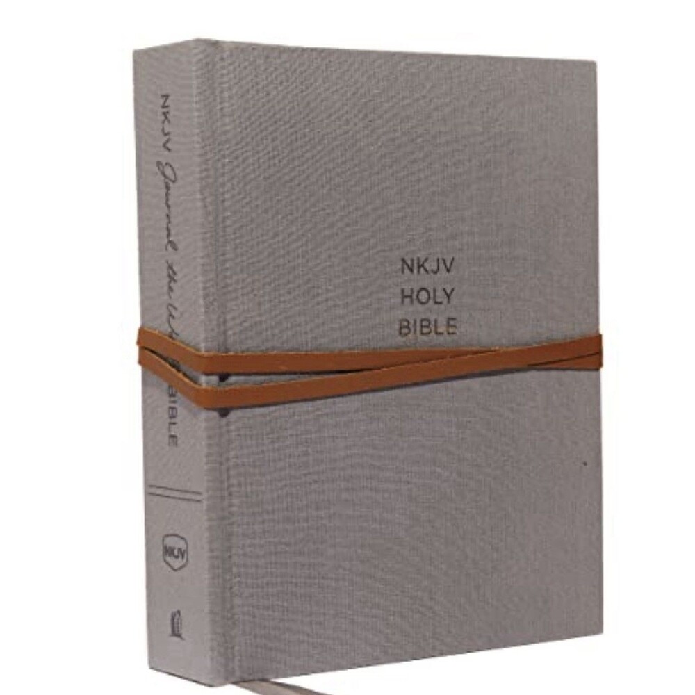 NKJV, Journal the Word Bible, Cloth over Board, Gray, Red Letter Thomas Nelson